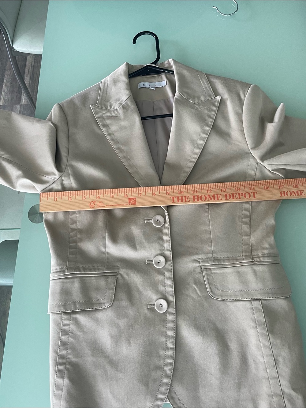 CAbi Women's Cream Beige Khaki Tailored Button Blazer Jacket - Picture 9 of 13